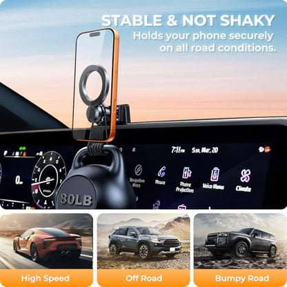 Car Phone Holder for KIA NIRO/EV/Hybrid 2026 2025 2024 2023 (Only for 8/10.25-Inch Screen) 360° Rotation Magnetic Cell Phone Mount, Compatible with Magsafe, Does Not Affect Air Vent - style: Fit for 2023-2026 Niro/EV/Hybrid, 8/10.25-Inch