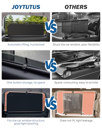 JOYTUTUS Car Side Window Sunshade, 2 Pack for Toyota RAV4 2017-2025, Honda CR-V 2019-2025 and Nissan Rogue 2021-2025, Retractable UV Protection Side Window Shade, Privacy Screen & Blackout for Baby