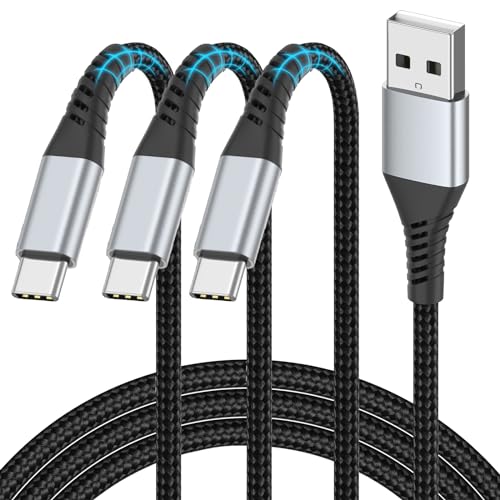 2FT USB C Cable Short, 3 Pack Braided USB to USB C Cable 2 Foot USB Type C Cable Fast Charging Car Charger Android for iPhone 16 15 Pro Max, Samsung Galaxy S23 S22 Ultra Note 20, Moto LG, Google Pixel - size: 2 Feet, style: USB A to USB C