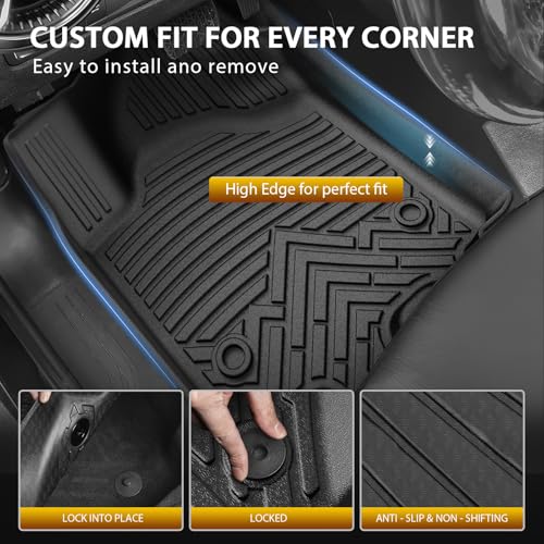 Powerty Floor Mats for 2024-2025 2026 Chevrolet Chevy Equinox EV Accessories (Non Fuel), All Weather Protection Anti-Slip and Waterproof Car Floor Liners for Equinox EV 3PCS - size: 2)Chevy Equinox EV｜24-26｜1st & 2nd Row