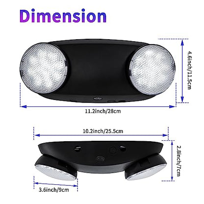 TANLUX LED Emergency Lights with Battery Backup, Hardwired Emergency Exit Light Fixtures for Business - 6 Pack(Black) - color: Black, size: 6 Pack