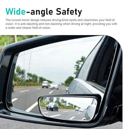 2 PCS Car Blind Spot Mirrors, Anti-glare Adjustable High-definition Mirrors, Rectangular Wide Angle Rear View Auxiliary Glass, Self-adhesive Accessory for Most Vehicles (Black)