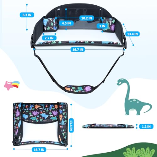 2Pcs Kids Travel Tray for Toddler Carseat, Road Trip Activities Essentials for Toddler, Kids Lap Desk Tray with Tablet Holder Stand ＆ Dry Erase Board (Dinosaur-2Pcs) - color: Dinosaur-2Pcs