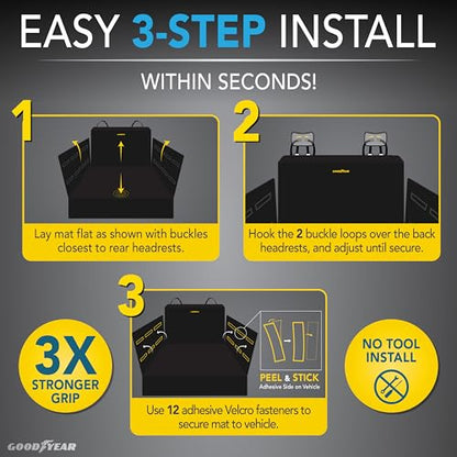 GOODYEAR Water Resistant SUV Cargo Cover Heavy-Duty Trunk Protector for Dogs, Durable Liner with Side Walls, Pet Mat, Large Size - size: 44" X 36"