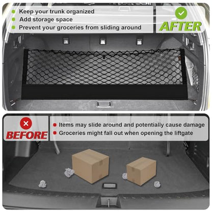 Muslogy Truck Bed Cargo Net Trunk Netting Compatible with 2015-2025 2026 Outback Accessories, Pickup Cargo Organizer SUV Sedan Storage Net w/Heavy Duty Carabiners - style: 2015+ Outback