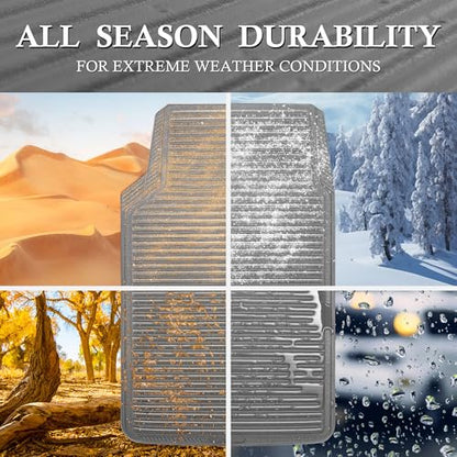 CAR PASS Gray Rubber Car Floor Mats & Cargo Liners, All Weather Car Mats & Trunk Mats,Waterproof Automotive Floor Mats Trim to Fit for Most Cars Sedans SUVs Vans, Durable Heavy Duty Anti-Slip, Gray - color: Gray with cargo liner