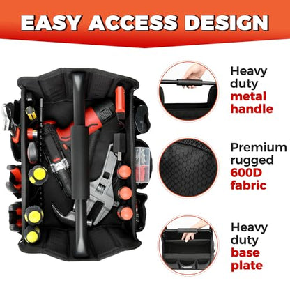 Detailing Caddy Organizer with Handle - Storage, Cars, & Cleaning Caddy for Supplies, Tools, & Home Improvement - Heavy Duty Car Detailing Supplies With Multi-Pockets & Collapsible Tote Design