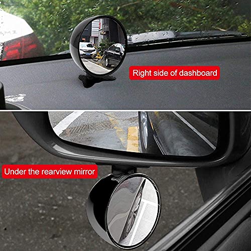 Biqing Blind Spot Mirrors, Universal Car Accessories, 360 Adjustable, Convex, Black, 2.75 Inch, Rear View Mirror, Auto Auxiliary Mirror, 1PC
