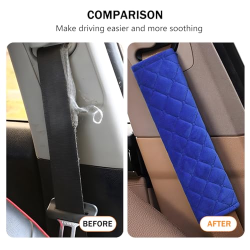 Car Seatbelt Cover, 2PCS Soft Velvet Vehicle Seat Belt Shoulder Strap Harness Pad for Comfortable Driving, Automotive Neck Chest Protection Cushion, Universal for Truck Sedan SUV (Blue) - color: Blue