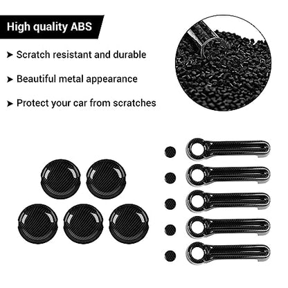 Exterior Door Handle Cover Tailgate Handle Cover Recess Guard Compatible with 2007-2017 Jeep Wrangler JK JKU Sports Sahara Freedom Rubicon Unlimited, Carbon Fiber, 15PCs - color: Carbon Fiber