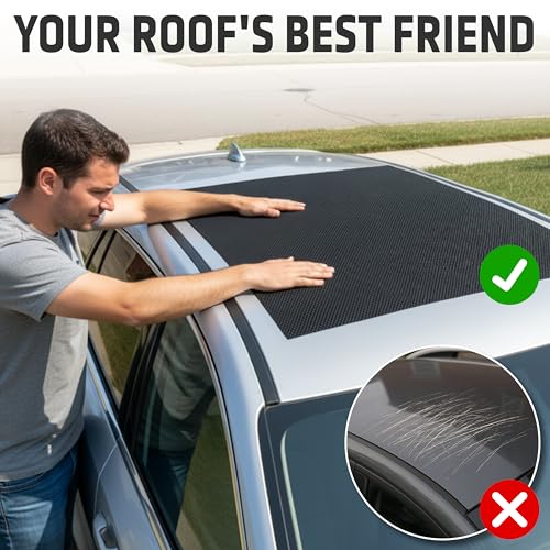 Non Slip Roof Mat - Soft Protector Mat and Car Roof Liner for All Vehicles - All Weather Grip for Roof Cargo Rack Scratch Protection (47 x 35 in)