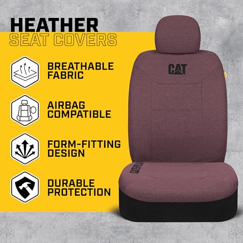 CAT CozyBlend Car Seat Covers, Burgundy Heather - Premium Jersey Fabric Seat Covers for Cars Trucks SUV, Breathable Cotton Car Seat Covers Front Seats Only, Universal Fit Automotive Interior Covers - color: Burgundy