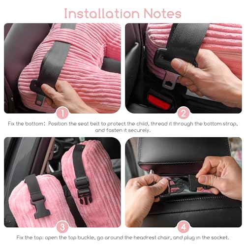 HIGOGOGO Washable Travel Pillow, Car Pillow for Kids & Adults, Travel Pillows with Removable Soft Cover and High-Support Foam, Fix Neck and Body Sitting/Sleeping on The Trip, Pink - color: U-pink