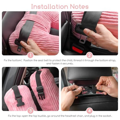HIGOGOGO Washable Travel Pillow, Car Pillow for Kids & Adults, Travel Pillows with Removable Soft Cover and High-Support Foam, Fix Neck and Body Sitting/Sleeping on The Trip, Pink - color: U-pink