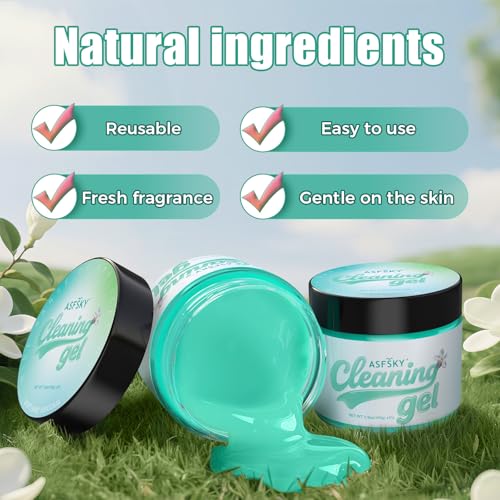 ASFSKY Car Cleaning Gel (Green,Magnolia) Cleaning Putty Universal Dust Cleaning Car Interior Cleaner Keyboard Dust Remover Car Slime Gifts for Women Girl Men（1 Pack） - color: Light green