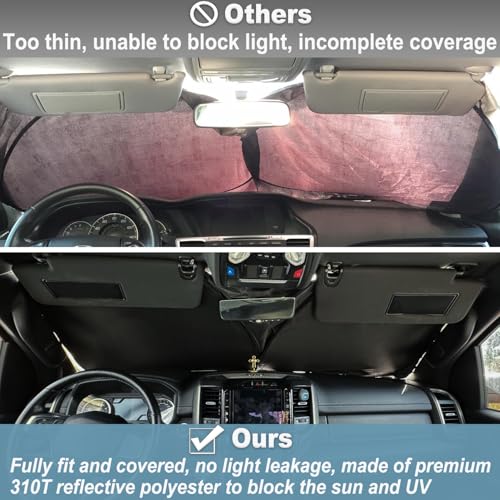 Premium Windshield Sun Shade for 2019-2025 2026 Dodge RAM 1500, Reflective 310T Material Front Window Sun Visor Blocks UV Rays Foldable Sunshade - size: 2019-2026 Ram 1500