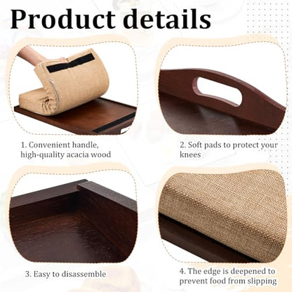 Tioncy 1 Piece Bamboo Lap Tray with Detachable Pillow 16.9'' x 13'' Lap TV Trays Desk with Handles for Adults Eating in Recliner Breakfast Housewarming Gift (Walnut Brown) - color: Walnut Brown