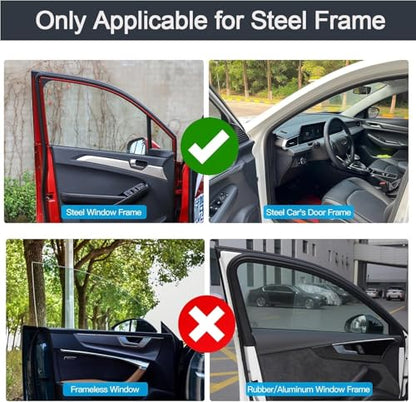 ZATOOTO Car Window Shades - 2 Pcs Black Silk Side Front Protection Covers - Magnetic Privacy Sun Shades Curtain Keeps Cooler for Baby Kids Sleeping - color: Black Faux Silk Flat-Front 2PCS