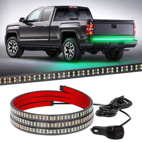 XRIDONSEN 60 inch Truck Tailgate Green Emergency Lights Strip 360 LED Strobe Light Rear Window Lights Flashing Warning Hazard Safety First Responder Lights for Vehicles Trucks Pickup - color: Green