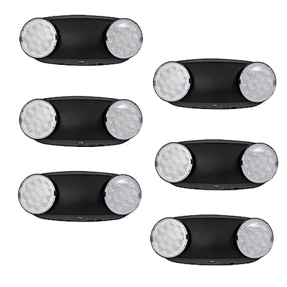TANLUX LED Emergency Lights with Battery Backup, Hardwired Emergency Exit Light Fixtures for Business - 6 Pack(Black) - color: Black, size: 6 Pack