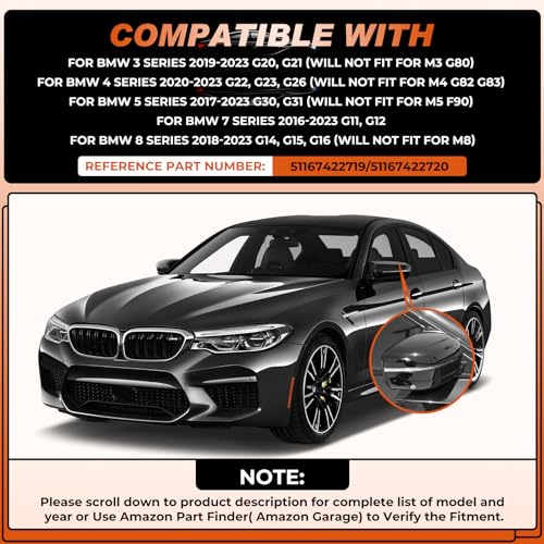 Glossy Black Mirror Cover Caps Rearview Side Mirror Covers Fit for BMW G20 G21 G30 G31 G11 G12 G14 G15 G16 2017 2018 2019 2020 2021 2022 Left Driver Side Right Passenger Side-2 PCS - size: Fit for BMW G20 G21 G30 G31 2017-2022-Glossy Black