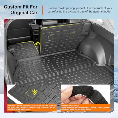 powoq Cargo Mat Compatible with 2019-2025 Toyota RAV4 Backrest Mat Cargo Liner Trunk Mat Back Seat Protector Replacement for 2019-2024 2025 Toyota RAV4 Accessories (Trunk Mat+Backrest Mats) - size: Compatible with Toyota RAV4 | 2019-2025