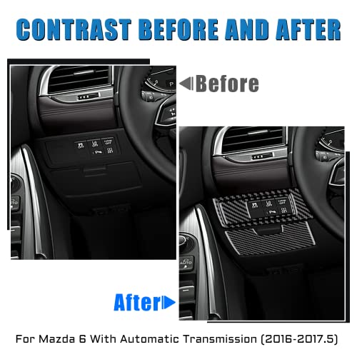 AIRSPEED for Mazda 6 2016-2017.5 with Automatic Transmission, Carbon Fiber Center Console Light Button Frame Cover Storage Box Handle Panel Cover Interior Trim - color: Light Button