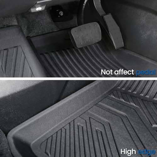 Floor Mats Set for 2024 2025 2026 Chevy Traverse & 2025 2026 Buick Enclave 7 Seats Captain Chairs, TPE All Weather Cargo Liner Trunk Mat Door Sill Guards Car Accessories - style: 24-26 7 Seats-Full Mats Set