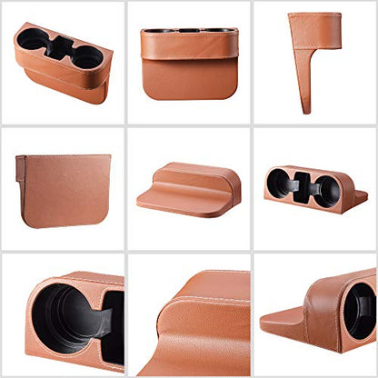 Brown Multifunctional Car Cup Holder Car Seat Organizer Gap Filler Bottle Phone Storage Organizer - color: Brown