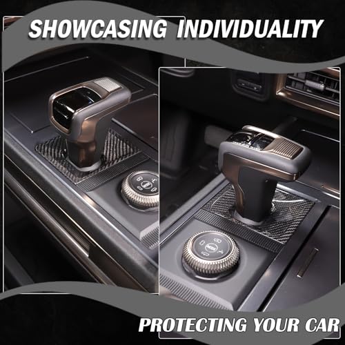 for Hummer EV Accessories Gear Shift Knob Panel Frame Trim Compatible with Hummer EV SUV Pickup 2022-2024-2025 Center Consoles Gear Shift Knob Base Panel Cover Genuine Carbon Fiber Trim