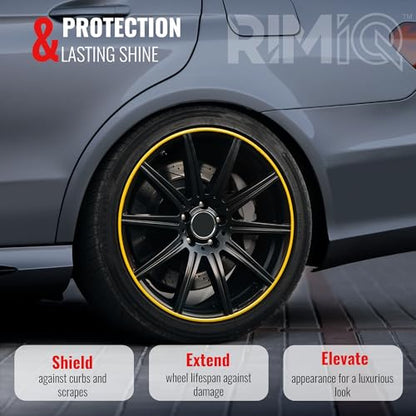RIMiQ PROTECTiQ Universal Wheel Protection - 1/4" Trim Easy to Apply with Automotive 3M Tape. 6 Colors - Fits Up to 24" Rims - Including Tesla - Yellow - color: Yellow, size: Protectiq
