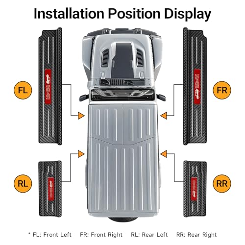 Upgraded Door Sill Guards Compatible with Jeep Wrangler JL JLU 2018-2025 2026 & Gladiator JT 2020-2025 2026 Accessories Stainless Steel Front and Rear Door Entry Guard (4PCS Carbon Fiber) - size: 4-Door Carbon Fiber