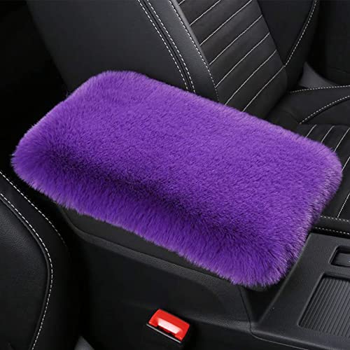 Fluffy Furry Armrest Cover for Car, Auto Center Console Cover Pad Car Soft Console Pad Wool Fur Armrest Seat Box Cover Protector Universal Fit for Most Vehicle, SUV (Purple) - color: Purple