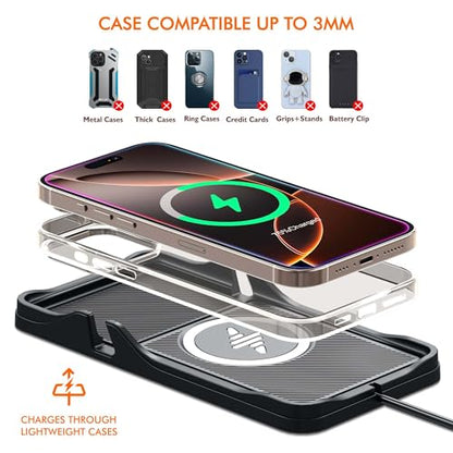 Wireless Car Charger,LANSEMKU Car Wireless Chargers Charging pad Non Slip 15w Fast Charger for Car Wireless Phone Charger for iPhone17/ 16/15/14/13/12 Pro Max,for Android (with Holder-100cm Cable)