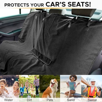 Back Seat Cover Waterpoof Rear Bench Towel Seat Cover for Gym Swimming Surfing Running, Non-Slip Rear Seat Protector Universal Fits Most Auto Truck Van and SUV (Bench Black) - color: Bench Black