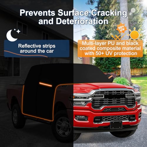 QUNSUNUS Ram 1500,2500,3500 Cab Cover All Years,Waterproof Ram Cab Cover with Cotton Liner, All Weather Truck Cover Cab Only with Adjustable Straps and Zipper for Wind, Sun, UV and Dust Protection - size: for Ram 1500&2500&3500 Cab Cover