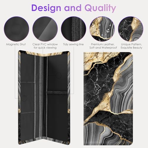 Car Registration and Insurance Holder，Colour Patterns Men Women Car License Document Registration and Insurance Card Holder - color: Black Marble