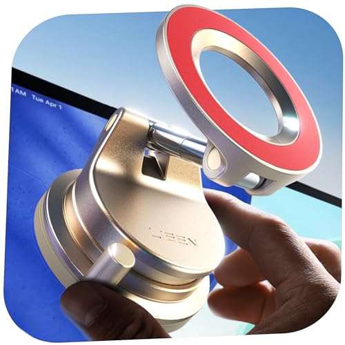 LISEN for Magsafe Car Mount, Cell Phone Holders for Your Car, Magnetic Car Accessories for Women Men Truck Jeep BMW, Vacuum Gifts Kits for iPhone 17 Pro Max 16 15 14 13 12, Samsung S26, Gold Red - color: Gold Red