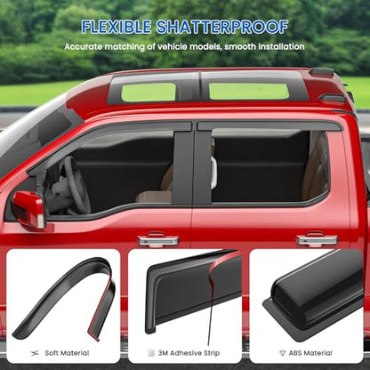 Window Visors Rain Guards fits 2003-2009 4Runner, Out-Channel Window Wind Deflectors Vent Shades Accessories, Dark Smoke 4 Pcs, 2004 2005 2006 2007 2008 - size: 2003-2009 4Runner