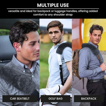 Andalus Genuine Sheepskin Car Seat Belt Cover Pad – Soft Fuzzy, Comfy Fluffy Seatbelt Covers, Shoulder Pad Neck Cushion Protector, Car Accessories for Woman, Man, Girl (Graphite, 2-Pack) - color: Graphite