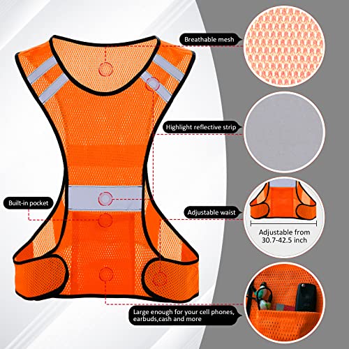 TCCFCCT Reflective Running Vest, High Visibility Running Gear with Large Pocket - color: 1 Pack Mesh Orange