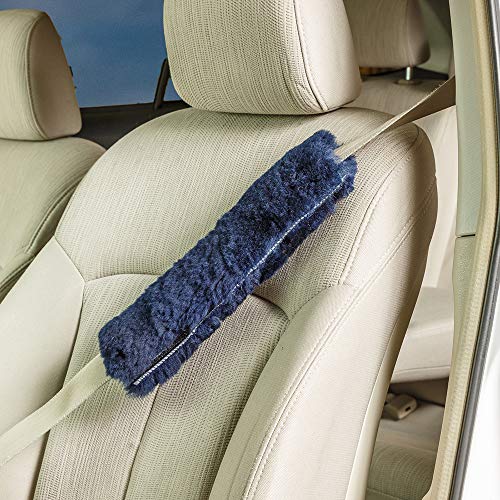 Engel Worldwide Twin Pack! Soft, Comfortable Universal Fitting Genuine Merino Sheepskin Seat Belt Shoulder Cover Pads for Adults, Children, Youth. Multiple Colors Available (Blue) - color: Blue