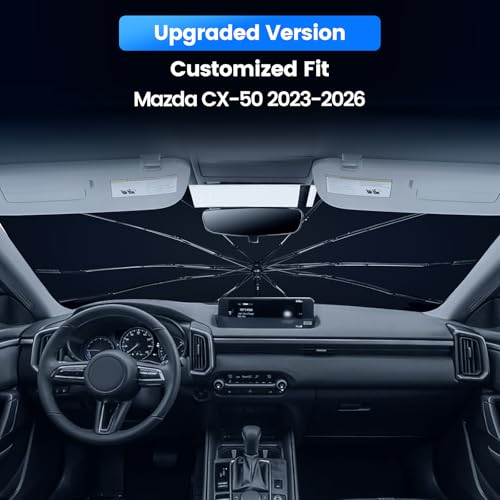 Windshield Sun Shade Umbrella Custom Fit for Mazda CX-50 2023-2025 Foldable UV Protection Car Cover, Emergency Rain Shield & Dashboard Protector - Durable Auto Accessory - size: For Mazda Cx-50 2023+