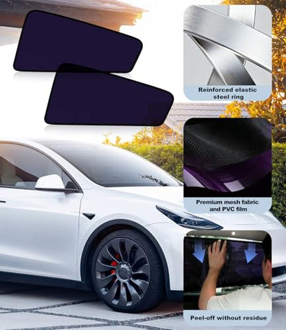 XCBYT Car Window Shades for Tesla Model Y 2020-2024 (Not for 2025 2026 Model Y Juniper) | Static Cling Rear Side Sun Shade, UV & Heat Blocking, Privacy Protection, Easy On & Off - size: Model Y(2020-2024) - 2PCS