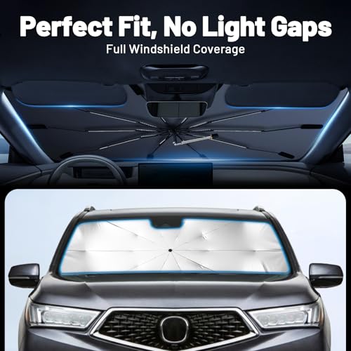 Car Windshield Sun Shade for Tesla Model 3 2018-2026 –[Reflective Coated Fabric] Sunshade Umbrella for Front Window, Car Shades Sun Visor Keep Car Cool and Protects Interior, 1:1 Exact Fit - size: For Tesla Model 3 2018-2026
