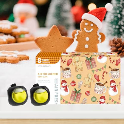 Car Air Freshener Vent Clips, 8 Pack, Provides Long-Lasting Scent, Up to 240 Days, Odor Eliminator (Gingerbread) - color: Gingerbread