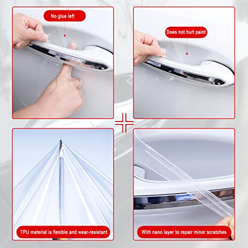 Carbon Fiber Car Door Protector - 8PCS Anti-Scratch Film, Non-Marking, Self-Adhesive for All Cars (Clear) - color: Clear/8PCS
