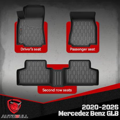 Floor Mats Compatible with 2020-2024 2025 2026 GLB, All Weather TPE Floor Liners, Custom Fit Car mats, 1st & 2nd Row, Black - style: Mercedez Benz GLB 2020-2024