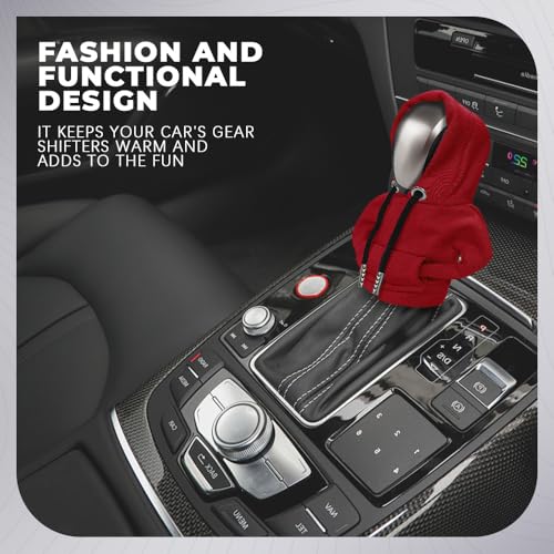 Gear Shift Hoodie, Gear Shift Cover, Fashionable Hoodie Automotive Gear Shift Knob Protector, Car Accessories Mini Sweater Gear Shift Knob Cover for Car Gear Shift Levers (Red) - color: Red
