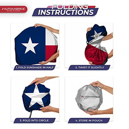 Autoamerics 1-Piece Windshield Sun Shade American Texas Flag USA Patriotic Design - Foldable Car Front Window Sunshade for Sedans SUV Truck - Blocks Max UV Rays and Keeps Your Vehicle Cool - Large - color: USA TEXAS FLAG, size: LARGE = 64 x 33.5 inches